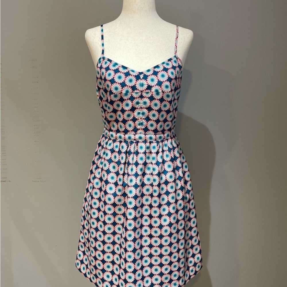 J. Crew Navy Blue Pink Floral Mini Dress